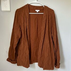 Pure J.Jill Textured Loose Fit Open Front Cardigan Pockets Brown Size large